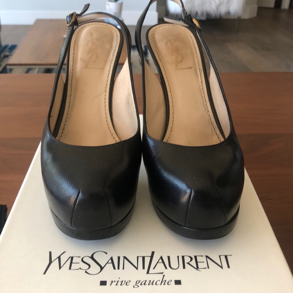 YSL platform sling backs